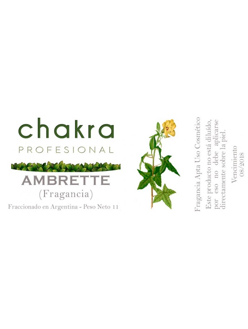 Aceite Fragancia de Ambrette x 11ml | Chakra Profesional