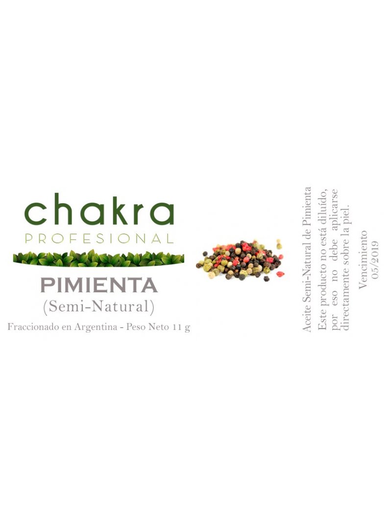 Aceite Semi-Natural de Pimienta x 11ml | Chakra Profesional