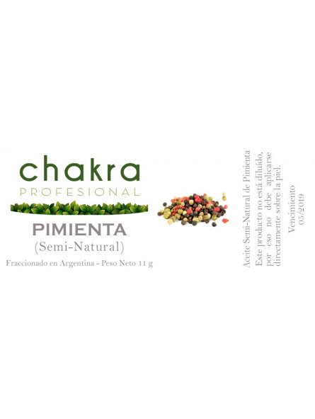 Aceite Semi-Natural de Pimienta x 11ml | Chakra Profesional