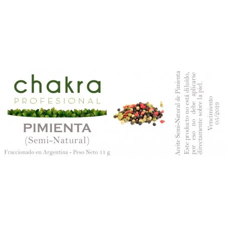 Aceite Semi-Natural de Pimienta x 11ml | Chakra Profesional