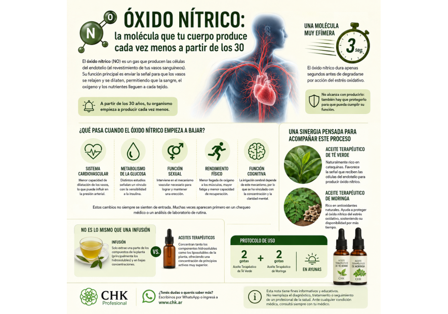 Óxido nítrico: la molécula que tu cuerpo produce cada vez menos a partir de los 30